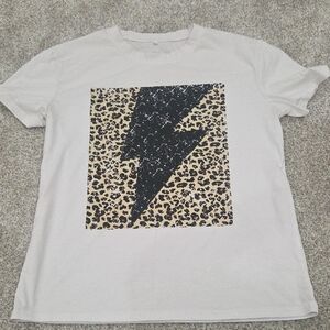 Graphic T-Shirt with Leopard Print and Lightning Bolt